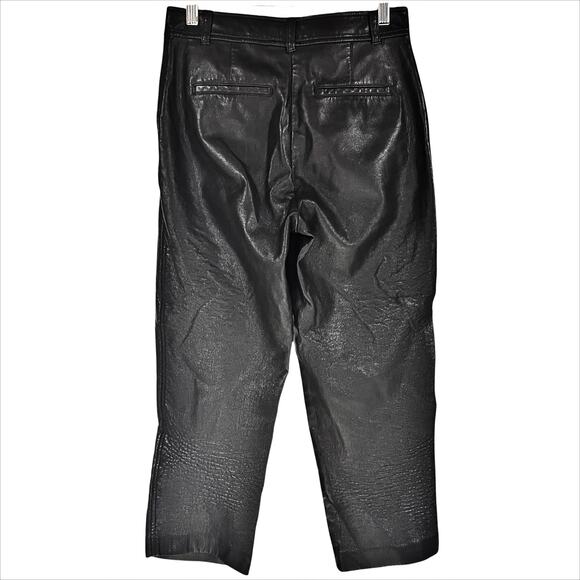 ARITZIA BABATON Command Cropped Vegan Leather Black Trouser Pants Size 4 - Picture 6 of 10